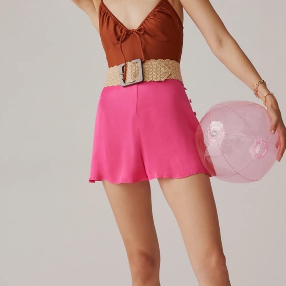 NWT Maeve Pink Satin Shorts - No Belt